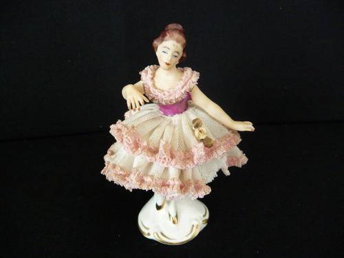 Alka Kunst Dresden Laced Porcelain Lady Veri - Made in Western Germany - Note Damages