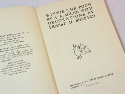 Winnie-the-Pooh by A A Milne published by London, Methuen & Co. Ltd. 1940