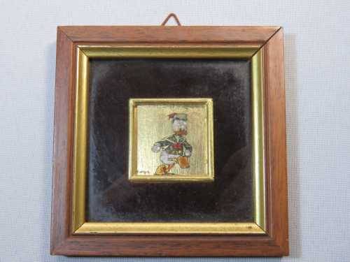 Vintage small Donald Duck gold leaf foil painting