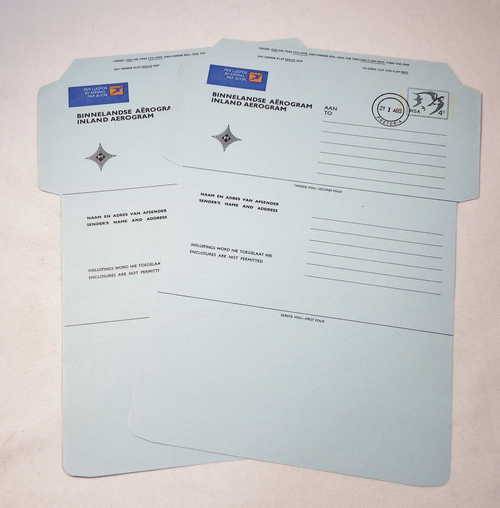 RSA Inland Aerogramme with pre printed 4 cent stamp - Unused, but Cancelled 21 January 1980