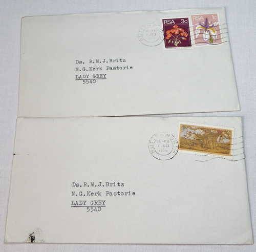 2 postal covers from Butterworth, Transkei to Lady Grey - 1976