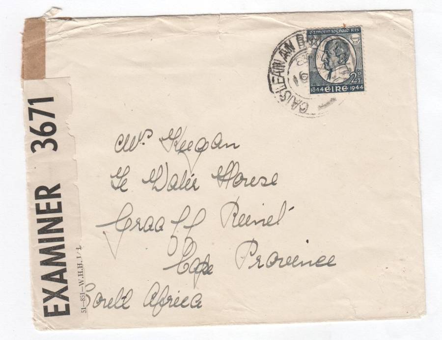 Cover sent from Caislean an Bharraigh, Ireland to Graaff Reinet, South Africa with Irish stamp