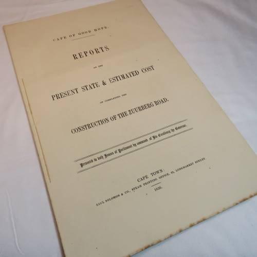 1856 Cape of Good Hope reports on the present state and estimated cost of the Zuurberg road