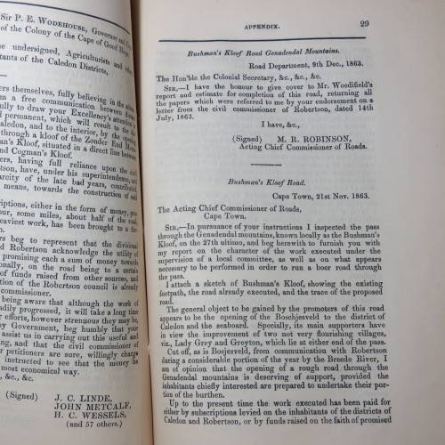 Original 1865 Cape of Good Hope Report of the select committee on the Bushman`s Kloof road