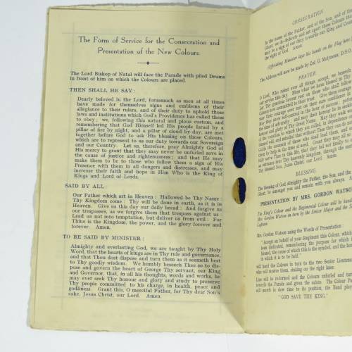 1931 Durban Light Infantry Souvenir Programme - Presentation of New Colours
