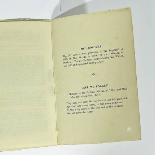 1931 Durban Light Infantry Souvenir Programme - Presentation of New Colours