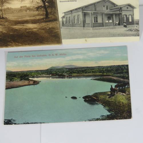 3 Antique DSWA postcards with scenes from Gobabis, South West Africa