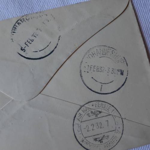Airmail cover from Pietersburg to Otjiwarongo, SWA - 30 January 1932 - With 4d Suid-Afrika stamp