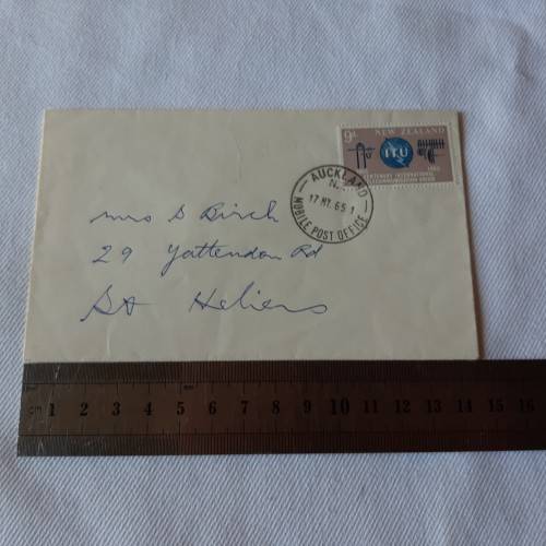 Postal cover from Auckland Mobile Post Office to St. Heliers, New Zealand with 9d New Zealand stamp