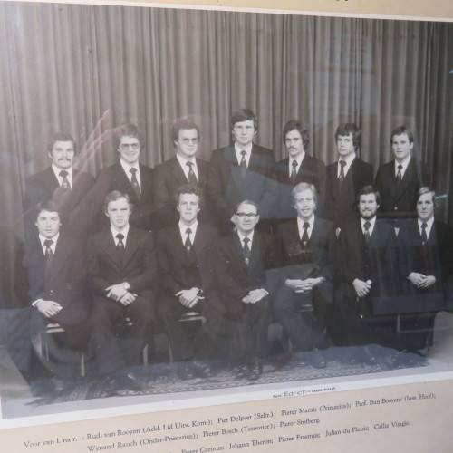 Framed photo of University of Stellenbosch Eendrag House committee 1979 - 32 x 37 cm