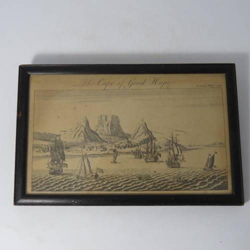 London Mag 1754 copper engraving etching of the Cape of Good Hope - framed