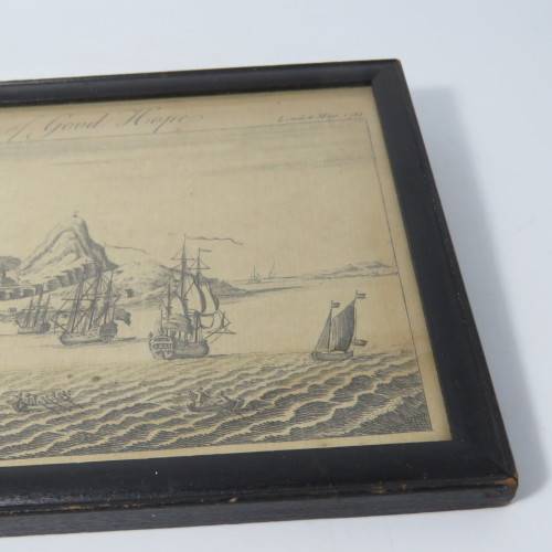 London Mag 1754 copper engraving etching of the Cape of Good Hope - framed