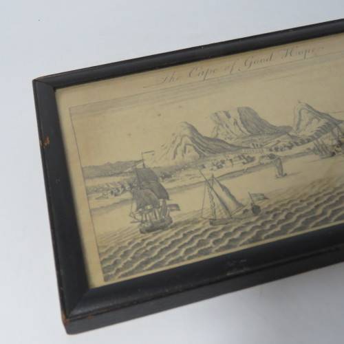 London Mag 1754 copper engraving etching of the Cape of Good Hope - framed