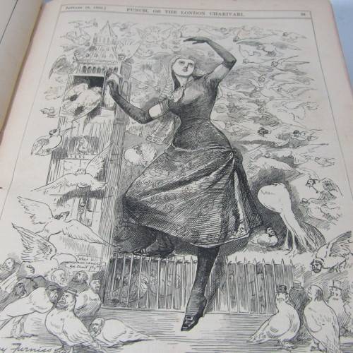 1886 Bound volume of Punch magazine - some damage