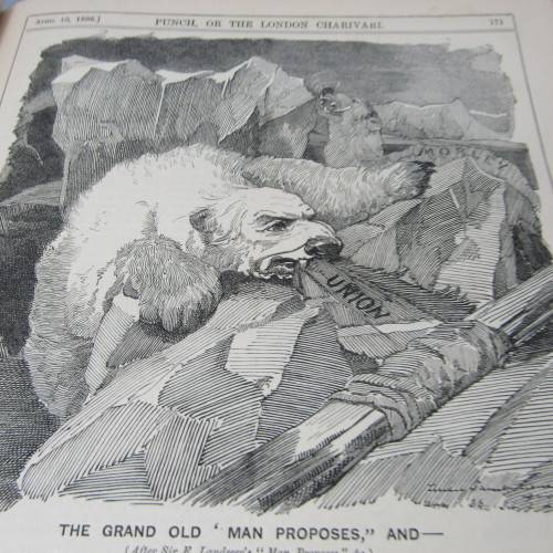 1886 Bound volume of Punch magazine - some damage