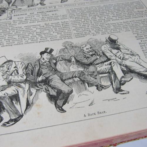 1886 Bound volume of Punch magazine - some damage