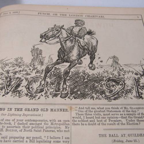1886 Bound volume of Punch magazine - some damage