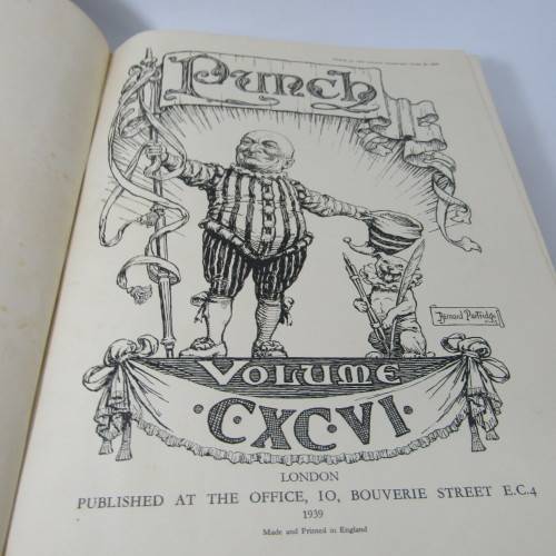 1939 Bound volume of Punch magazine - Jan to June and Jul to Dec - some damage