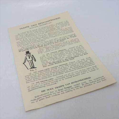 Anti Alkohol Pamflet - Deur die SA Matigheidsbond - Ongeveer 1960