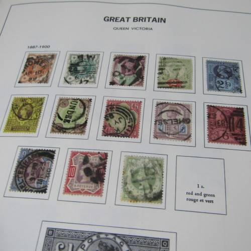 Great Britain loose leaf album with penny red and blue stamps and lots of early expensive stamps