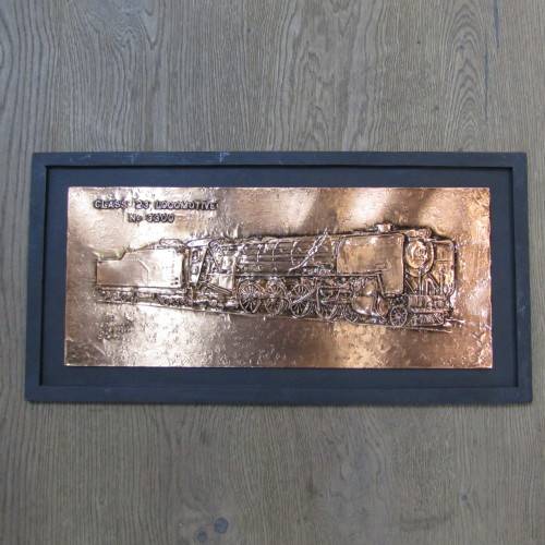 SA Railways Class 23 locomotive No. 3300 copper repousse artwork by RW Guest - 60 x 30cm