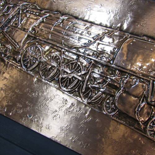 SA Railways Class 23 locomotive No. 3300 copper repousse artwork by RW Guest - 60 x 30cm