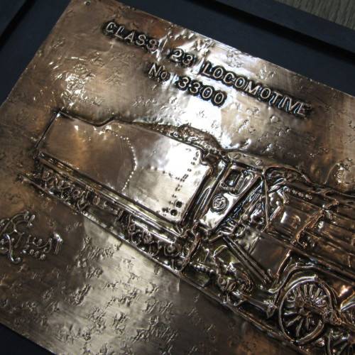 SA Railways Class 23 locomotive No. 3300 copper repousse artwork by RW Guest - 60 x 30cm