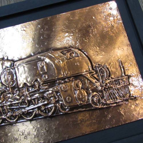 SA Railways Class GMAM locomotive No. 4133 copper repousse artwork by RW Guest - 60 x 30cm