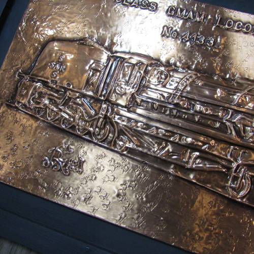 SA Railways Class GMAM locomotive No. 4133 copper repousse artwork by RW Guest - 60 x 30cm
