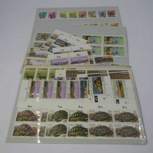 South West Africa Lot of 3 folders with about 100 SWA mint stamps