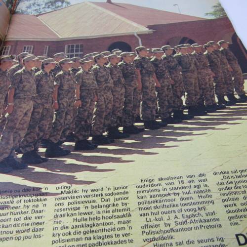 Patrys magazine - Julie 1984 - SA Police junior reserviste article  poster - punch holes