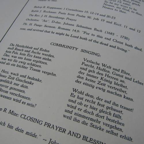 Original Memorial service booklet for Windhoek Air Disaster 20 April 1968 of SA Airways flight 228