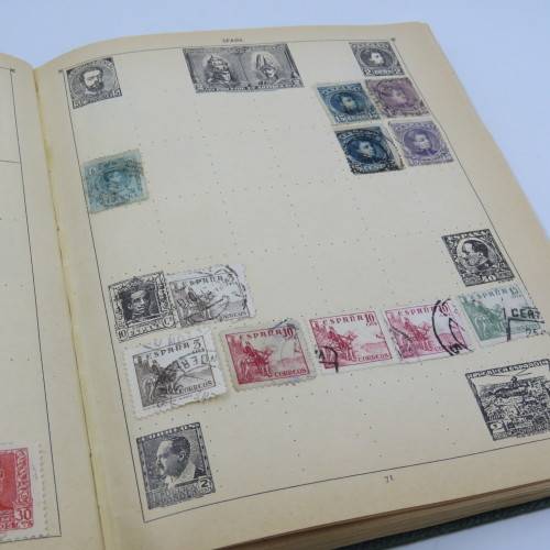 Postal stamp album of the world with over 1300 old stamps - Given to `Alice` in 1937