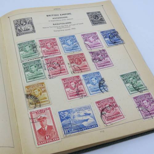 Postal stamp album of the world with over 1300 old stamps - Given to `Alice` in 1937