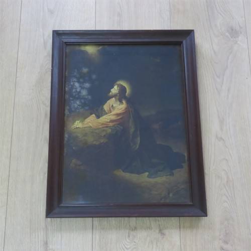 Antique Picture with frame - Christ in the Garden of Gethsemane - Sizes in description