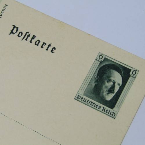 German Post card Showing troops with Hitler stamp on Post card