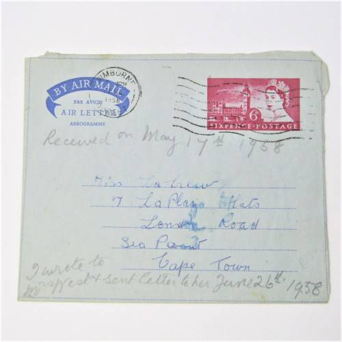 4 Used postal envelopes England to South Africa