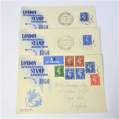 Lot of 3 London Stamp Exhibition 1950 First Day Covers