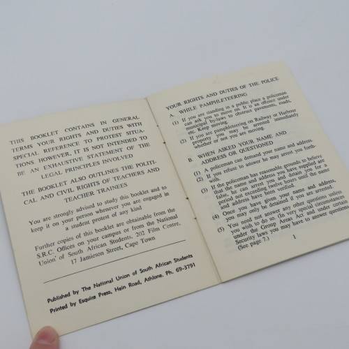 Your Legal Rights - A booklet outlining the Legal rights of Students in Protest - 1973 issue