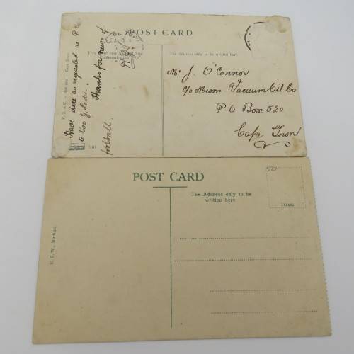 Pair of antique postcards with pictures of Durban wharf (Waterfront) with ships