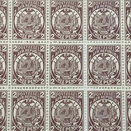Transvaal 1885 block of 15 x 2 Pence stamps - unmounted mint
