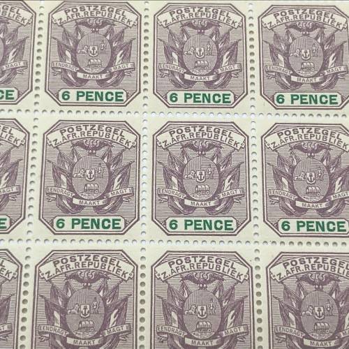 ZAR SACC 229 block of 15 x unmounted mint 6d stamps