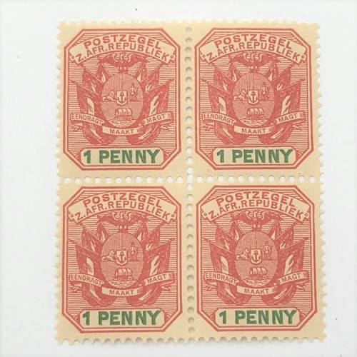 ZAR - SACC 224 unmounted mint block of 4 stamps - 1 Penny stamps