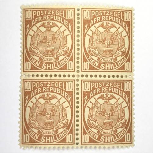 ZAR - SACC 189 unmounted mint block of 4 x 10 Shilling stamps