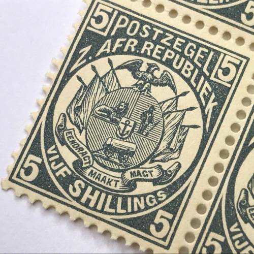 ZAR - SACC 188 unmounted mint block of 4 x 5 Shilling stamps