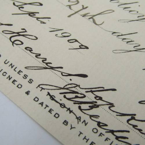 Receipt Norwick Union Life Insurance Society - premium of 11-0-6 paid on 3000 pound policy in 1909