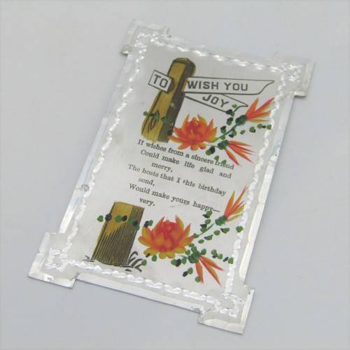 Antique metal Birthday card - rare and almost never seen