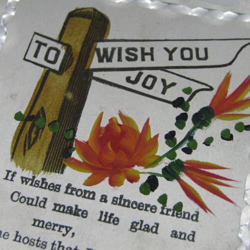 Antique metal Birthday card - rare and almost never seen