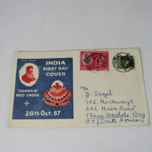 Lot of 4 Red Cross First Day Covers posted India to South Africa
