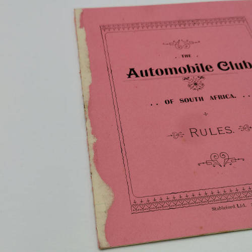 Original early 1900`s rules of the Automotive Club of South Africa